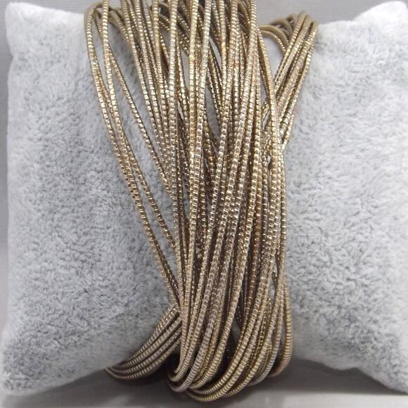 Antiqued Golden Brass Bangle Bracelets, Set of 60 Interlaced, 8 Inches - Picture 2 of 8